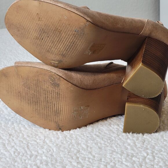 ASOS Women Sz 6 1150417 Beige Summer Platform Block Heel Peep Toe Slide On Shoes - Picture 10 of 10